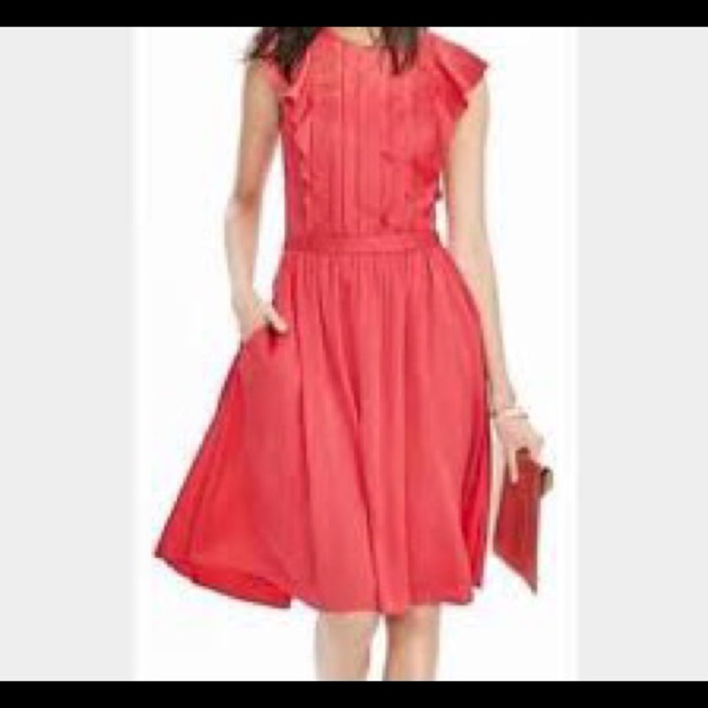 Banana Republic Pintuck Ruffle Sleeve Dress